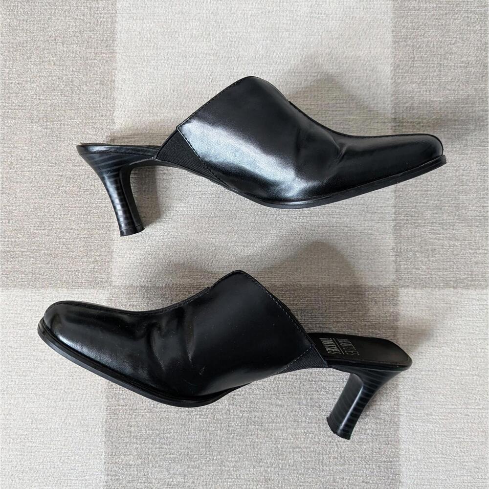 Vintage y2k faux leather minimalist heeled mules